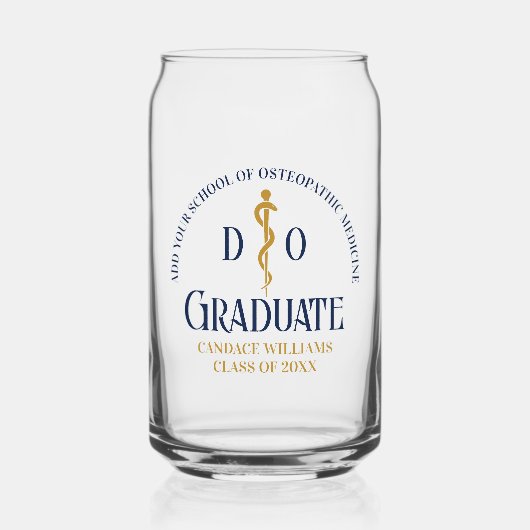 Navy Blue Osteopathic Medical School Afstuderen Blikvorm Glas (Voorkant)