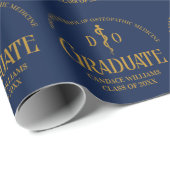 Navy Blue Osteopathic Medical School Afstuderen Cadeaupapier (Rol Hoek)