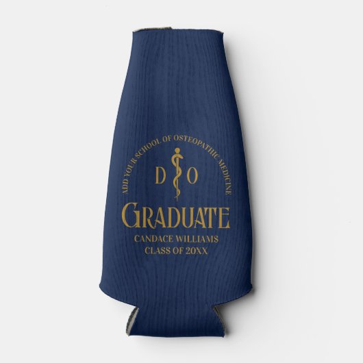 Navy Blue Osteopathic Medical School Afstuderen Flesjeskoeler (Voorkant)