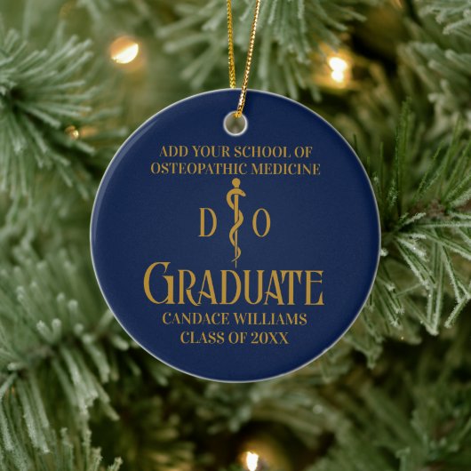 Navy Blue Osteopathic Medical School Afstuderen Keramisch Ornament (Boom)