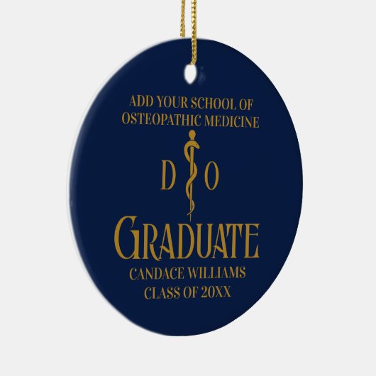 Navy Blue Osteopathic Medical School Afstuderen Keramisch Ornament (Rechts)