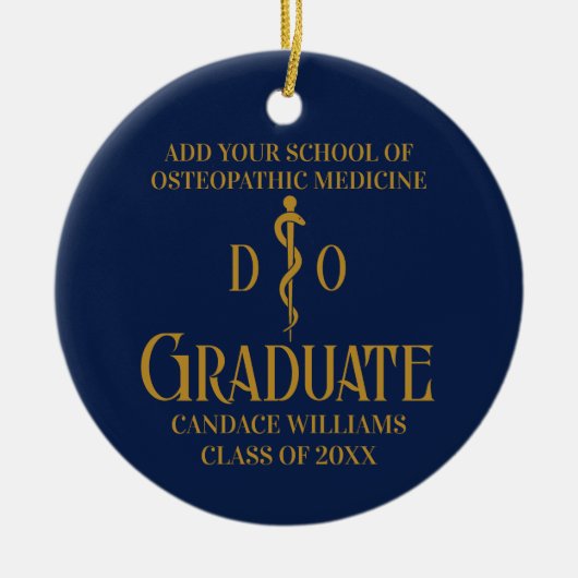 Navy Blue Osteopathic Medical School Afstuderen Keramisch Ornament (Voorkant)
