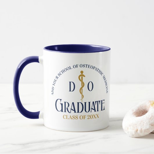 Navy Blue Osteopathic Medical School Afstuderen Mok (Met donut)