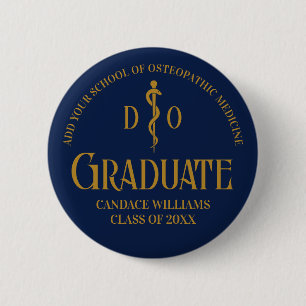 Navy Blue Osteopathic Medical School Afstuderen Ronde Button 5,7 Cm