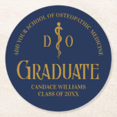 Navy Blue Osteopathic Medical School Afstuderen Ronde Kartonnen Onderzetter (Voorkant)
