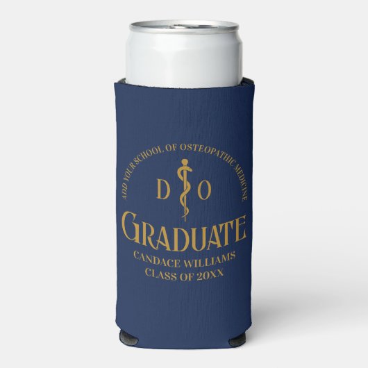Navy Blue Osteopathic Medical School Afstuderen Seltzer Blikjeskoeler (Seltzer Voorkant)