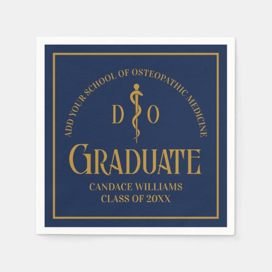 Navy Blue Osteopathic Medical School Afstuderen Servet (Voorkant)