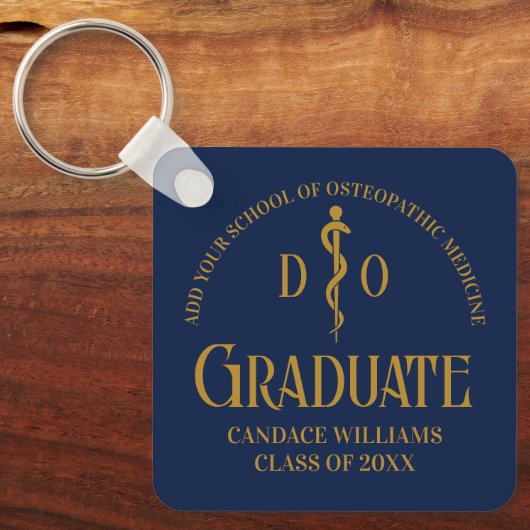 Navy Blue Osteopathic Medical School Afstuderen Sleutelhanger (Voorkant)