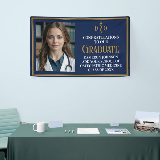 Navy Blue Osteopathic Medical School Afstuderen Spandoek (Beurs)
