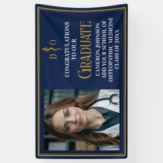 Navy Blue Osteopathic Medical School Afstuderen Spandoek (Verticaal)