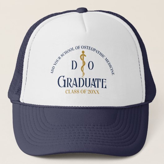 Navy Blue Osteopathic Medical School Afstuderen Trucker Pet (Voorkant)
