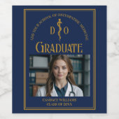 Navy Blue Osteopathic Medical School Afstuderen Wijn Etiket (Enkel label)