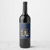 Navy Blue Osteopathic Medical School Afstuderen Wijn Etiket (Voorkant)