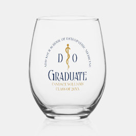 Navy Blue Osteopathic Medical School Afstuderen Wijnglas Zonder Voet
