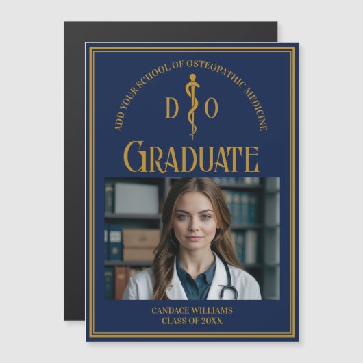 Navy Blue Osteopathic School Afstuderen Magneet Ka (Voorkant / Achterkant)