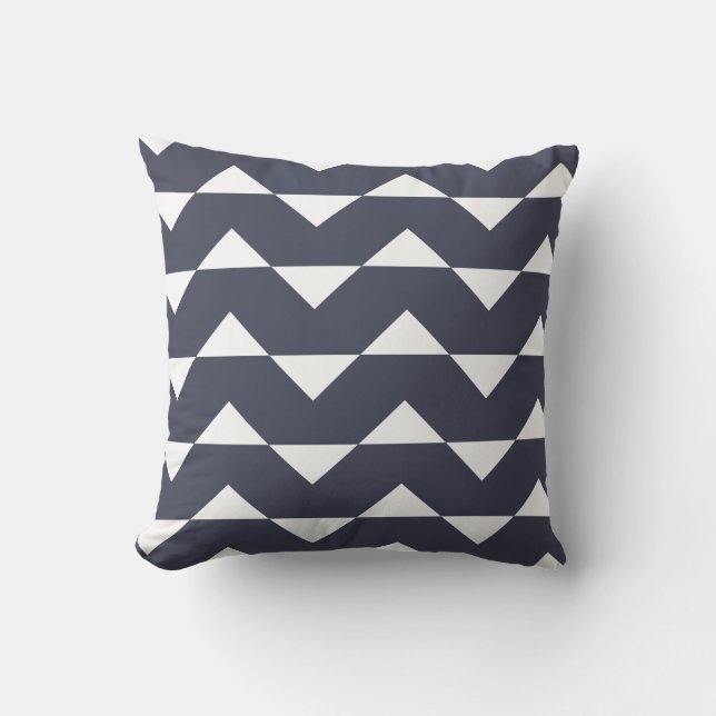 Navy Blue OutdoorKussens Chevron Pattern Buitenkussen (Voorkant)