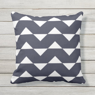 Navy Blue OutdoorKussens Chevron Pattern Buitenkussen