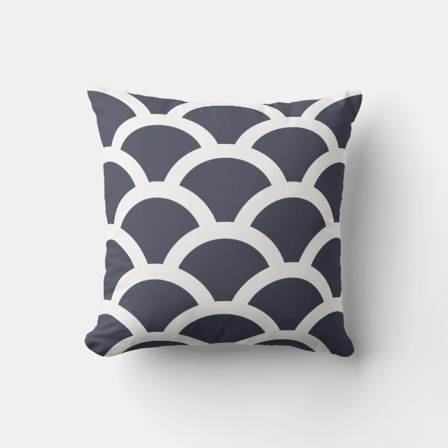 Navy Blue OutdoorKussens - Circles Pattern Buitenkussen (Voorkant)