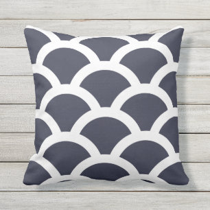 Navy Blue OutdoorKussens - Circles Pattern Buitenkussen