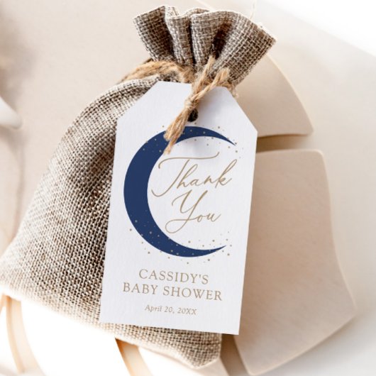 Navy Blue Over the Moon Boy Baby shower Cadeaulabel