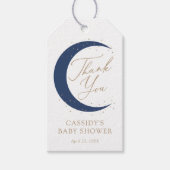 Navy Blue Over the Moon Boy Baby shower Cadeaulabel (Voorkant)