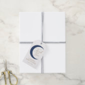 Navy Blue Over the Moon Boy Baby shower Cadeaulabel (Met Touw)
