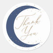 Navy Blue Over the Moon Boy Baby shower Ronde Sticker (Voorkant)