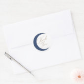 Navy Blue Over the Moon Boy Baby shower Ronde Sticker (Envelop)