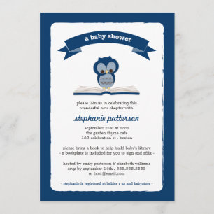 Navy Blue Owl Breng een Baby shower-uitnodiging vo Kaart
