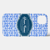 Navy Blue Owl Persoonlijke naam Case-Mate iPhone Case (Achterkant (horizontaal))