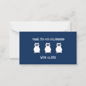 Navy Blue Owl Verjaardag Notitiekaartje (Voorkant)