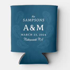 Navy Blue Oyster Wedding Name Date and Location Blikjeskoeler