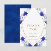 Navy Blue Paars Gold Lettering Geometric Wedding Bedankkaart (Voorkant / Achterkant)