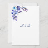 Navy Blue Paars Lavender Rozen Wedding Invites Kaart (Achterkant)