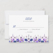 Navy Blue Paars Lavender Waterverf Rozen RSVP (Voorkant)