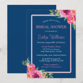 Navy Blue Paars Pink Floral Classy Vrijgezellenfee Kaart (Voorkant / Achterkant)