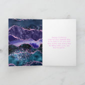 Navy Blue Paarse Ocean Agaat Happy Birthday Kaart (Binnen)