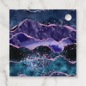 Navy Blue Paarse Ocean Agaat Verjaardag Dank u Bedankjes Labels (Achterkant)