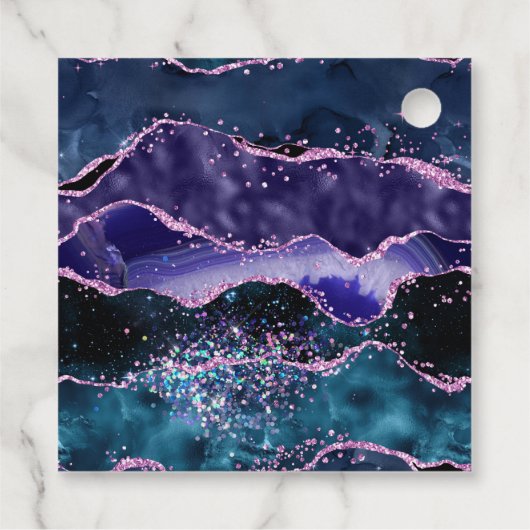 Navy Blue Paarse Ocean Agaat Verjaardag Dank u Bedankjes Labels (Achterkant)