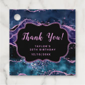 Navy Blue Paarse Ocean Agaat Verjaardag Dank u Bedankjes Labels (Voorkant)