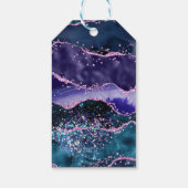 Navy Blue Paarse Ocean Agaat Verjaardag Dank u Cadeaulabel (Achterkant)