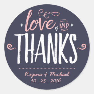 Navy Blue Paint Brush Typografie Dank u Sticker