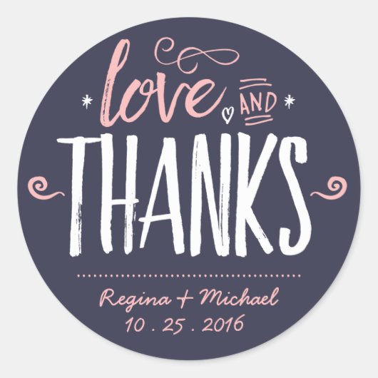 Navy Blue Paint Brush Typografie Dank u Sticker (Voorkant)