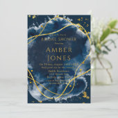 Navy Blue Painted Gold Bridal Shower Kaart (Staand voorkant)