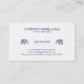 Navy Blue Paisley Elephant Illustratie Visitekaartje (Achterkant)