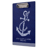 Navy Blue Paisley en White Nautical Boat Anchor Klembord (Links)