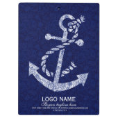 Navy Blue Paisley en White Nautical Boat Anchor Klembord (Achterkant)