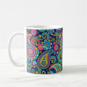 Navy Blue Paisley Koffiemok