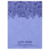Navy Blue paisley Lace met Light Blue Faux Linen Klembord (Achterkant)