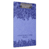 Navy Blue paisley Lace met Light Blue Faux Linen Klembord (Rechts)